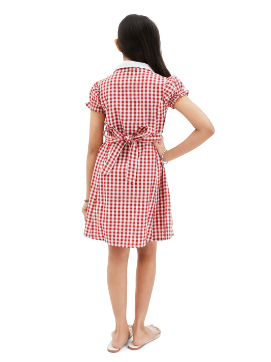 Olele® Bombay Dress with Peter Pan Collar - Red and White Gingham Check