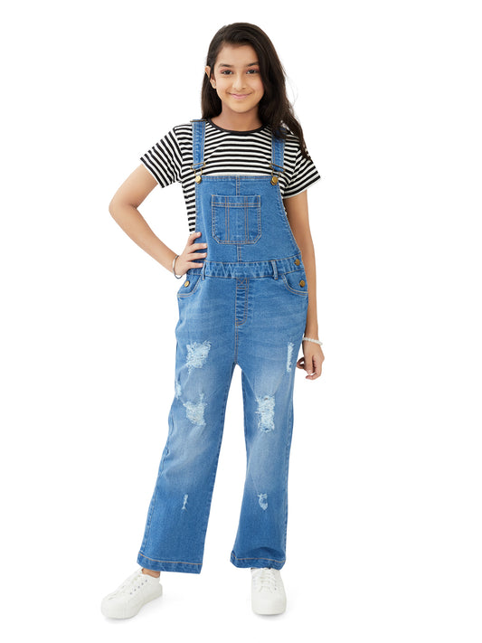 Olele® Girls Butter Scotch Dungaree - Denim