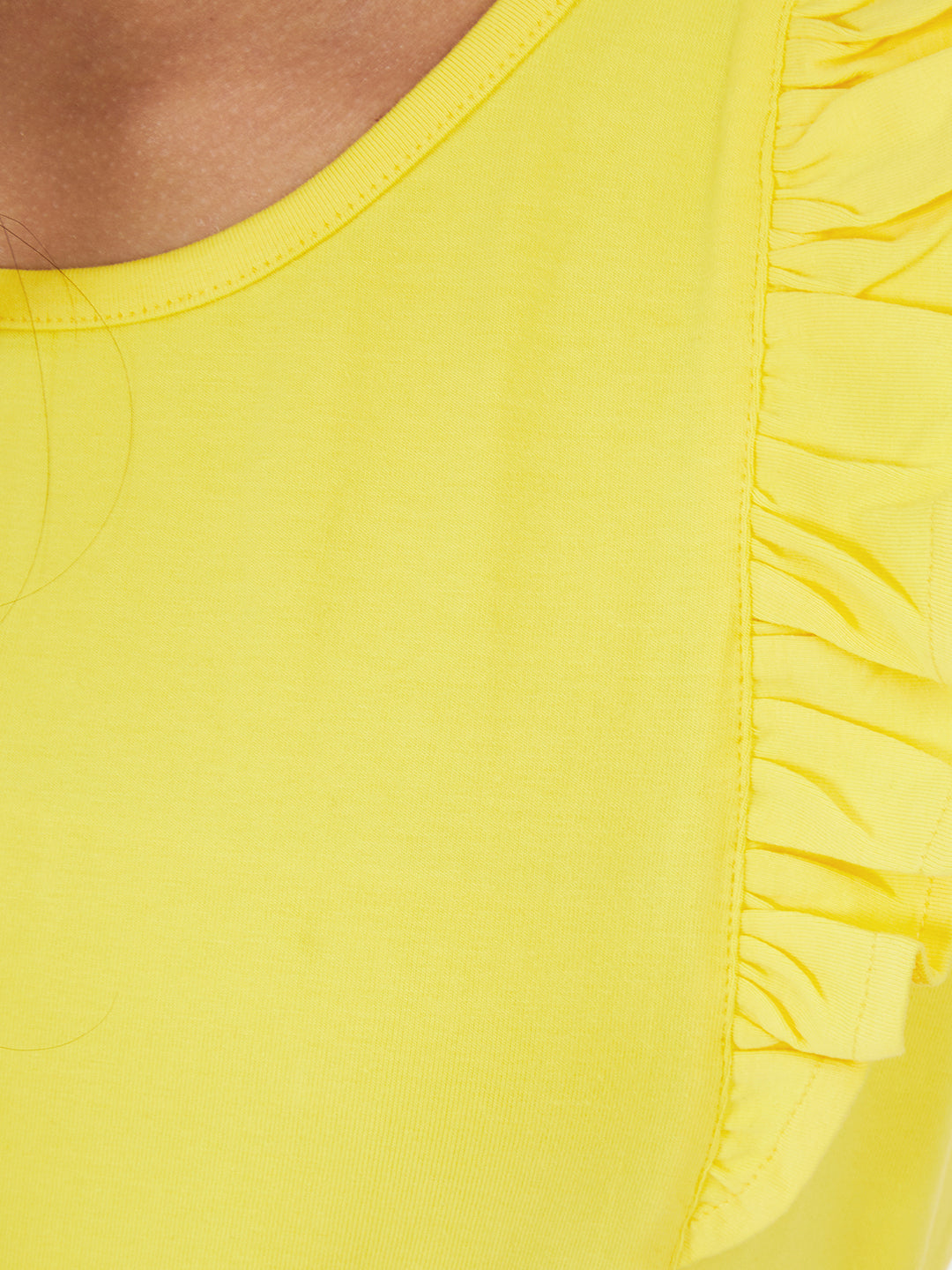 Olele® Girls Regina Ruffle Cotton T-Shirt - Yellow