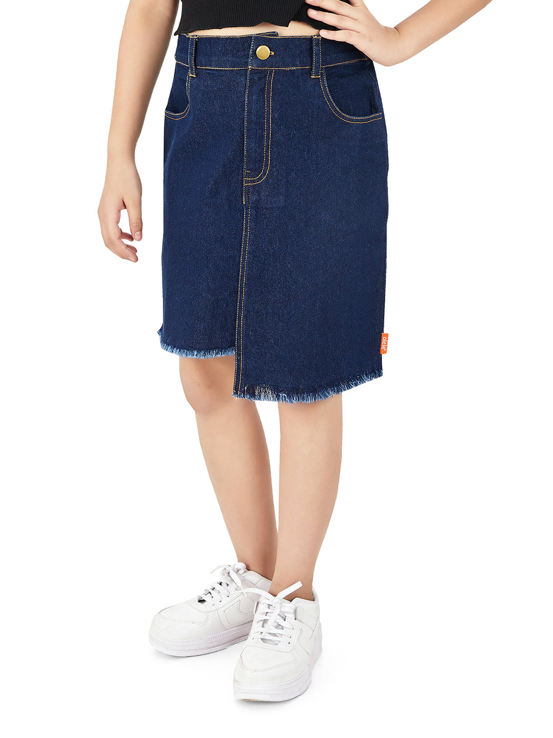 Olele® Girls Daisy Denim Skirt Blue Indigo