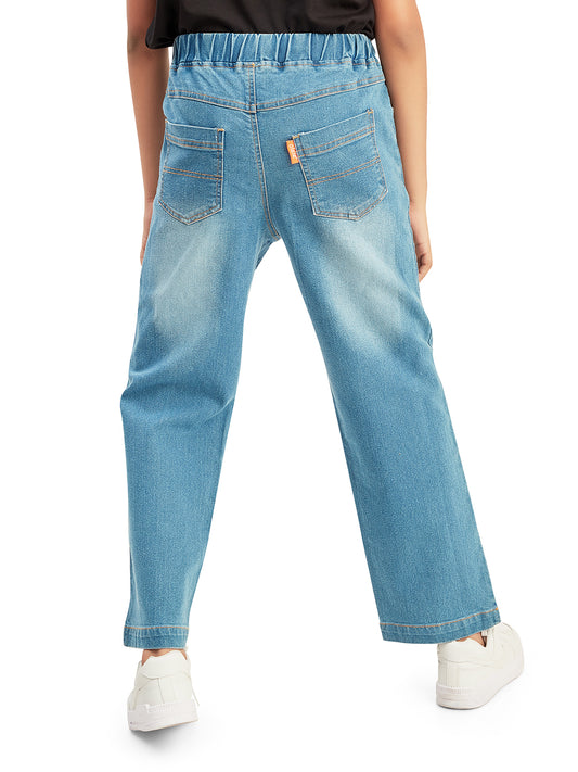 Olele® Boys Cotton Denim Pull On Regular Fit Jeans - Light Blue