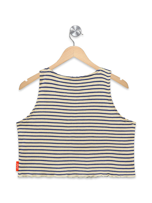 Olele® Girls Strip Cotton Crop Top - White