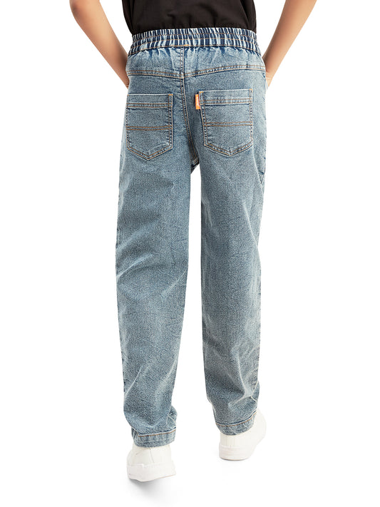 Olele® Boys Cotton Denim Pull On Jeans - Faded Blue