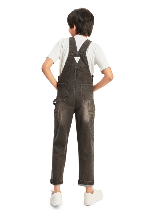 Olele® Boys Cotton Carpenter Denim Dungaree - Light Black