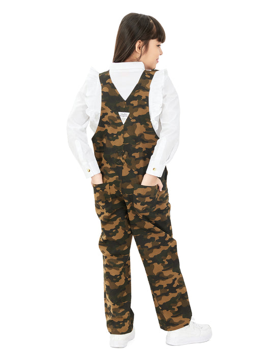 Olele® Full Length Camouflage Cotton Dungaree - Girls
