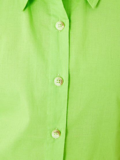 Olele® Regina Ruffle Shirt - Lime Green Cotton