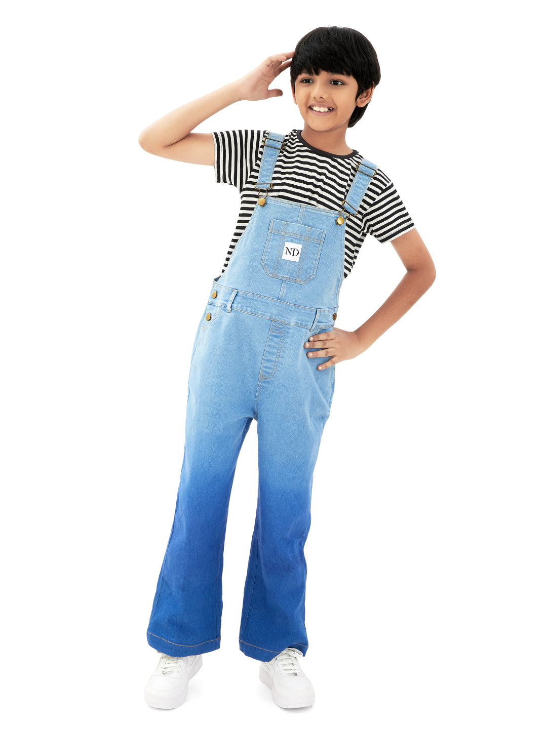 Naughty Dungaree® Full Length Ombre Bio Washed Cotton Denim Dungaree - Boys