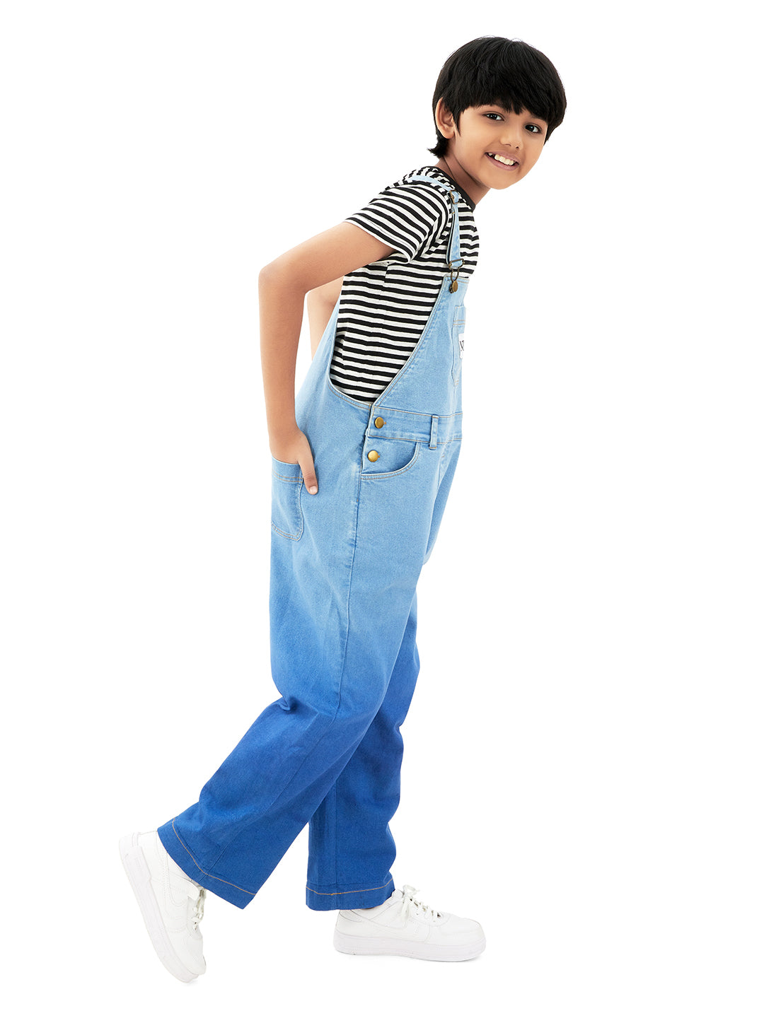 Naughty Dungaree® Full Length Ombre Bio Washed Cotton Denim Dungaree - Boys