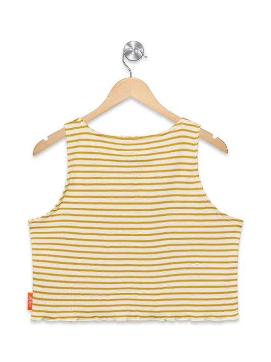 Olele® Girls Strip Cotton Crop Top - Yellow