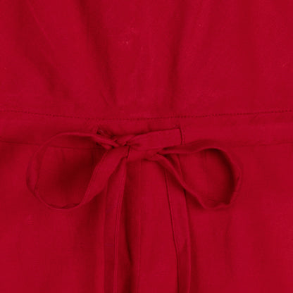 Olele® Girls Cotton Linen Jumpsuit - Lipistik Red