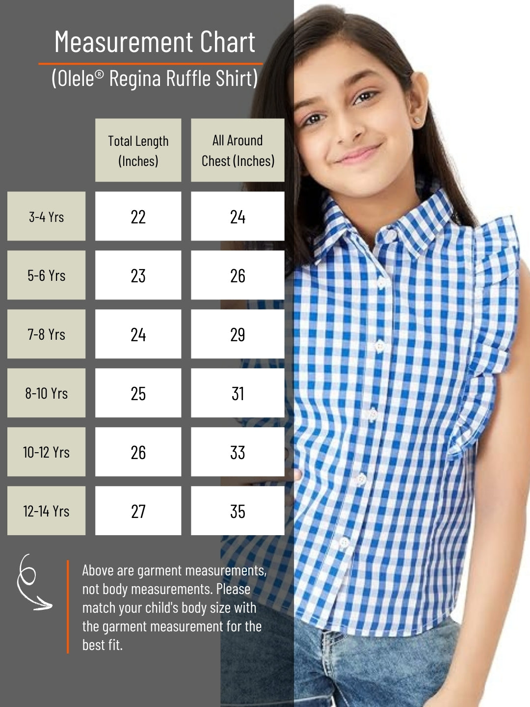 Olele® Regina Ruffle Shirt - Blue and White Gingham