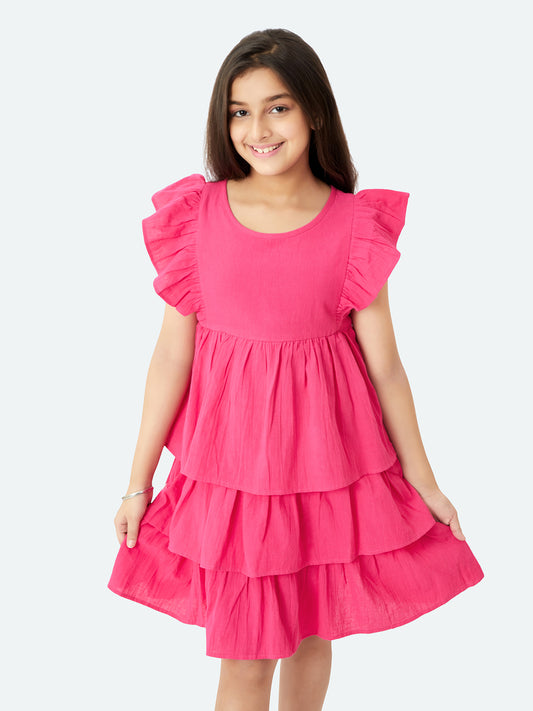 Olele® Lilli Layer Dress - Cotton Linen Hot Pink