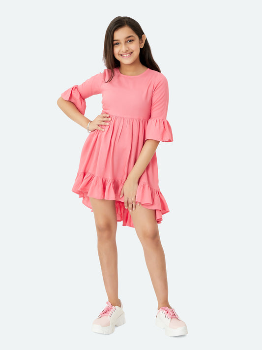 Olele® Hillary High-Low Dress - Muted Pink Rayon