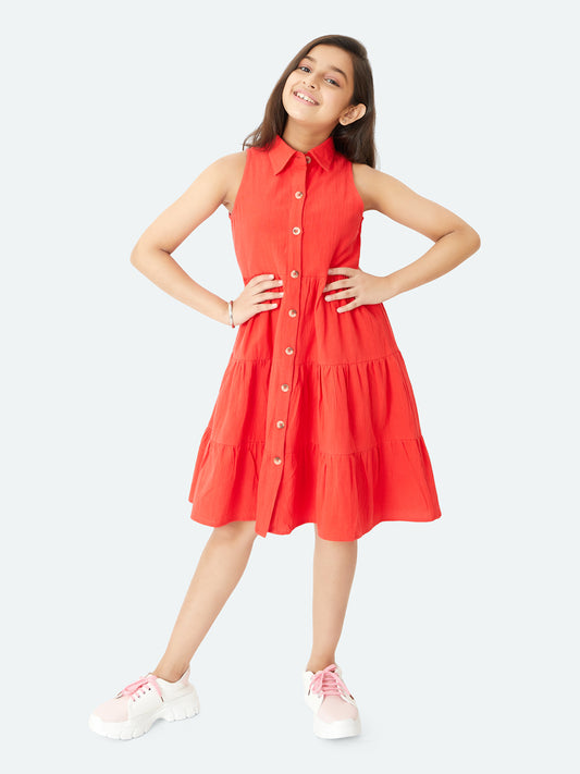Olele® Stella Dress - Red Cotton Linen