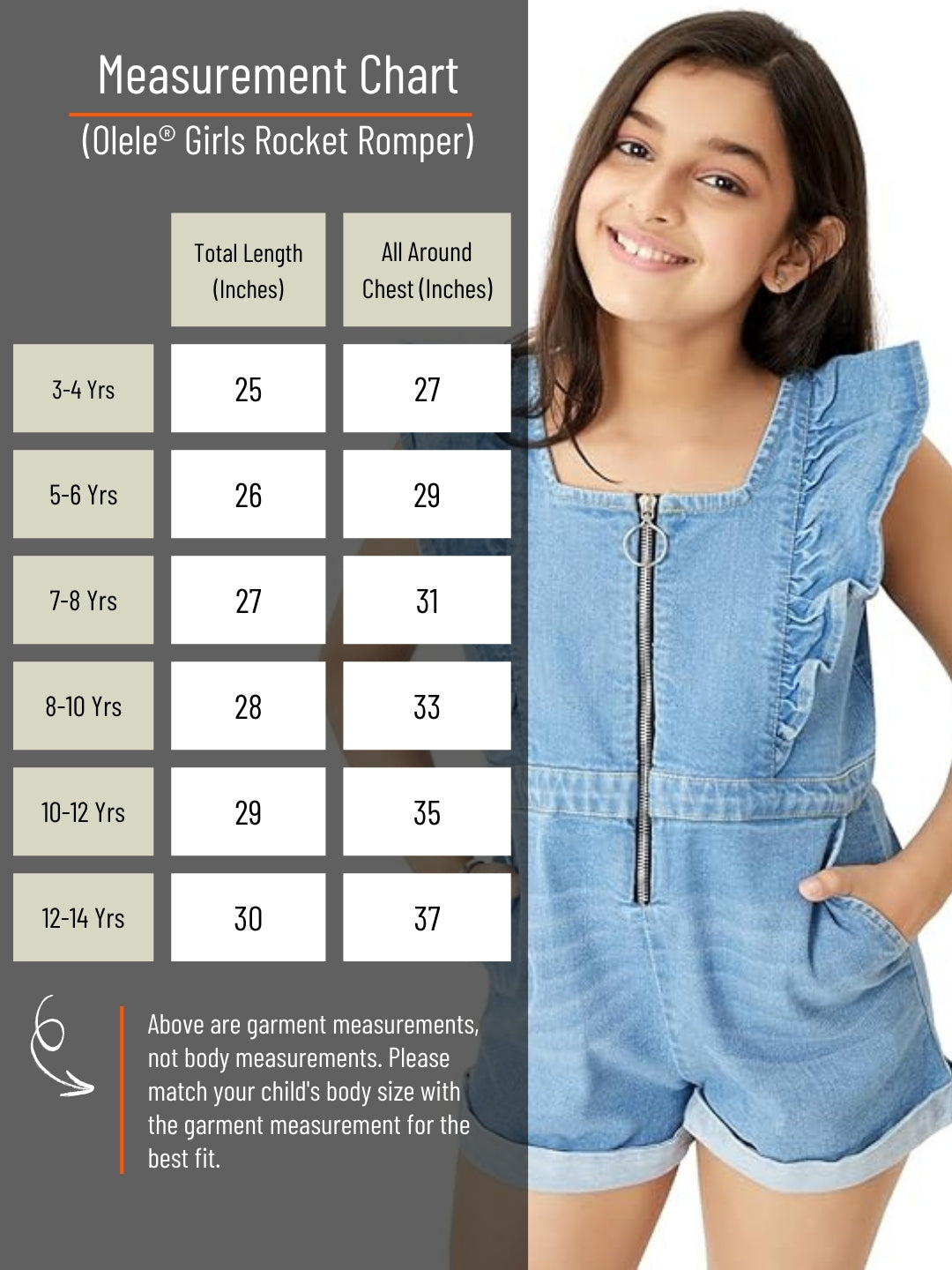 Olele® Girls Rocket Romper - Denim