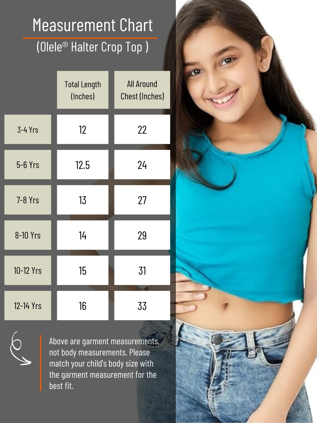 Olele® Girls Cotton Rib Halter Crop Top - Teal