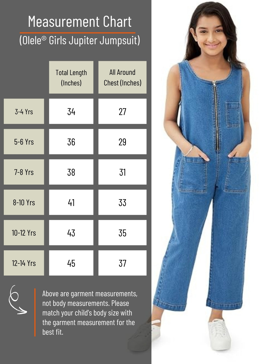 Olele® Girls Jupiter Jumpsuit - Denim