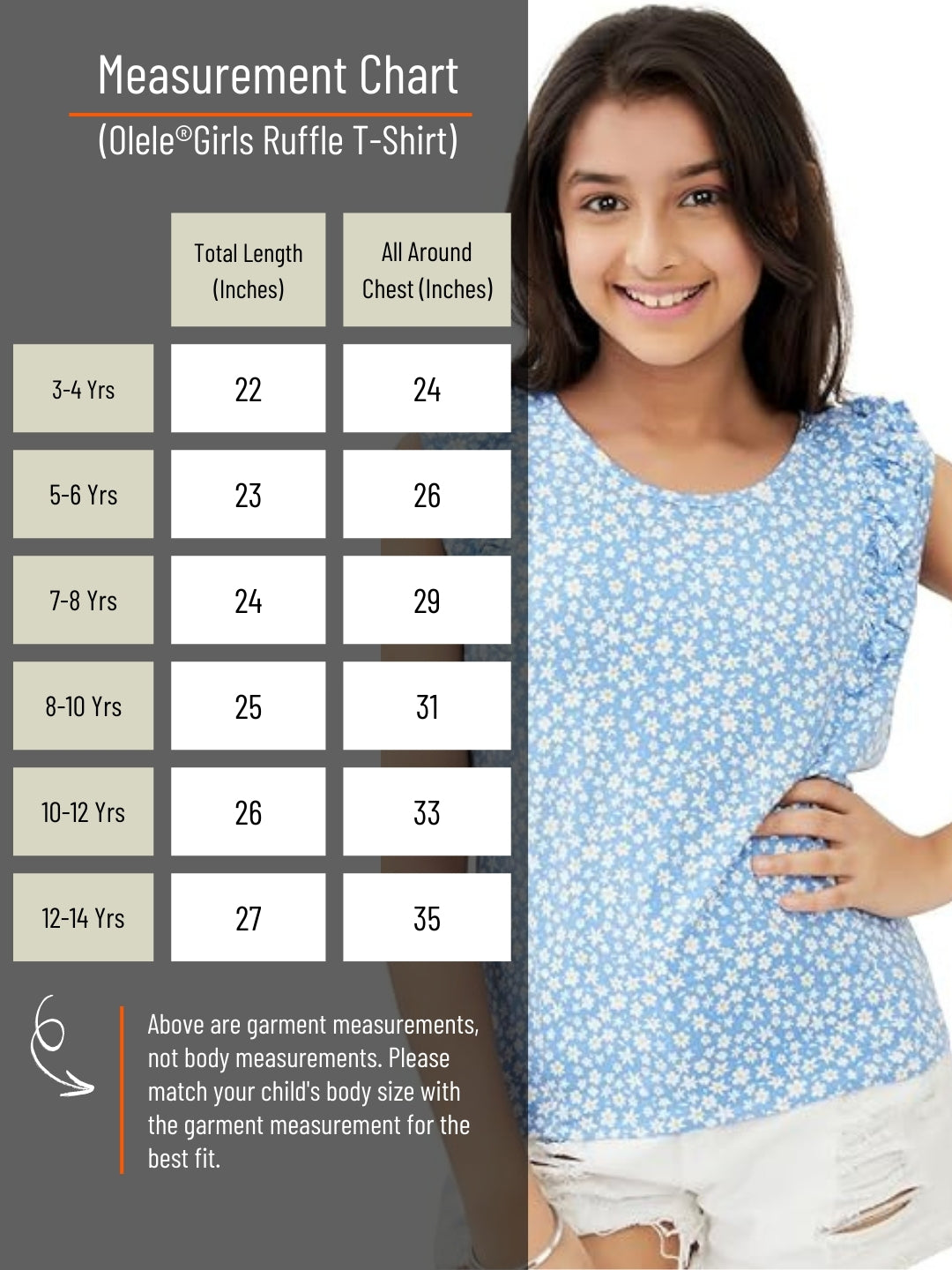 Olele® Girls Regina Ruffle Cotton T-Shirt - Liberty Print