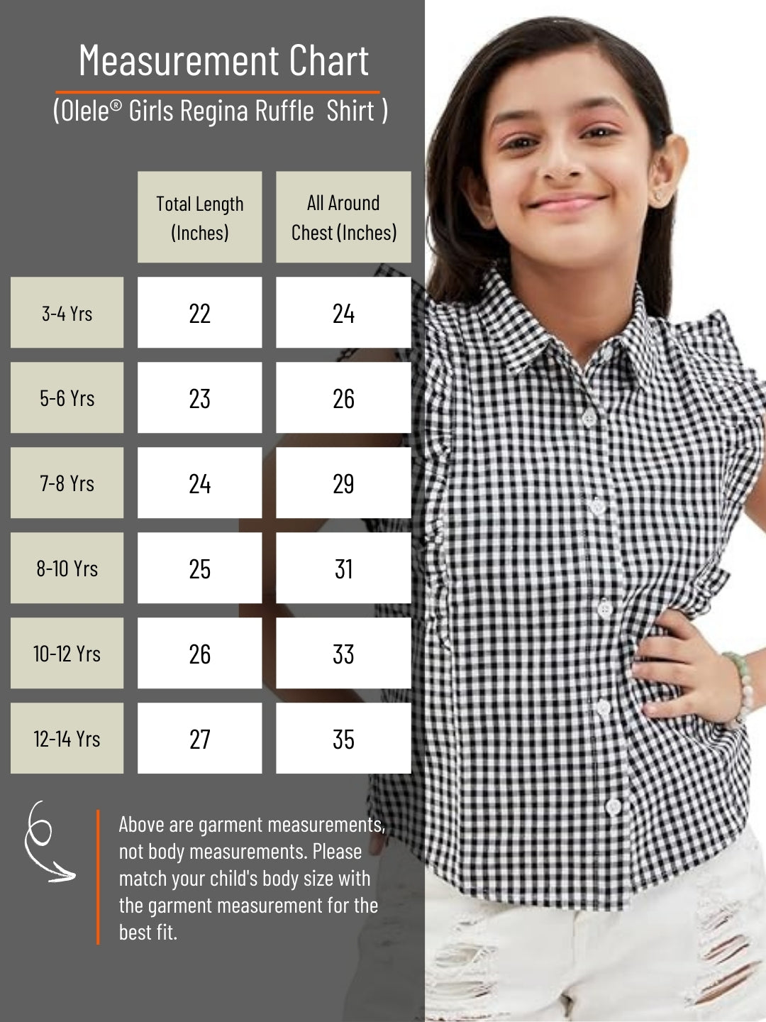 Olele® Regina Ruffle Shirt - Black and White Gingham