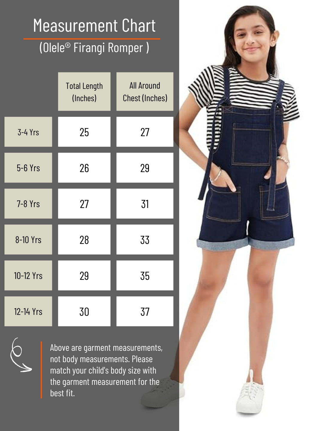 Olele® Girls Firangi Romper - Denim
