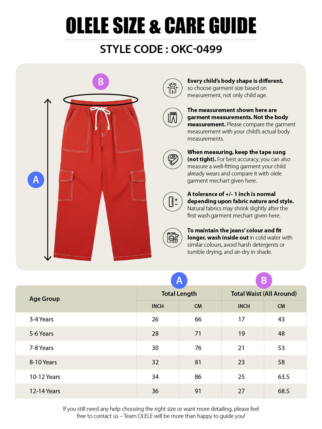 Olele® Girls Camila Cargo Pant - Red Cotton