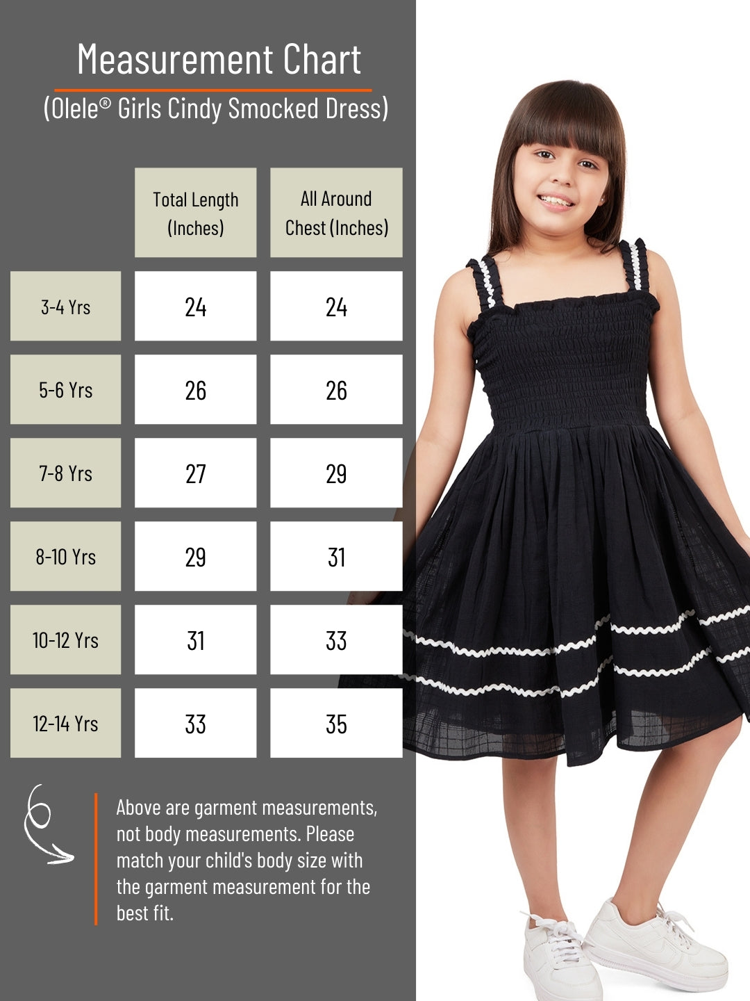 Olele® Girls Cindy Smocked Sleeveless Lace Dress - Black