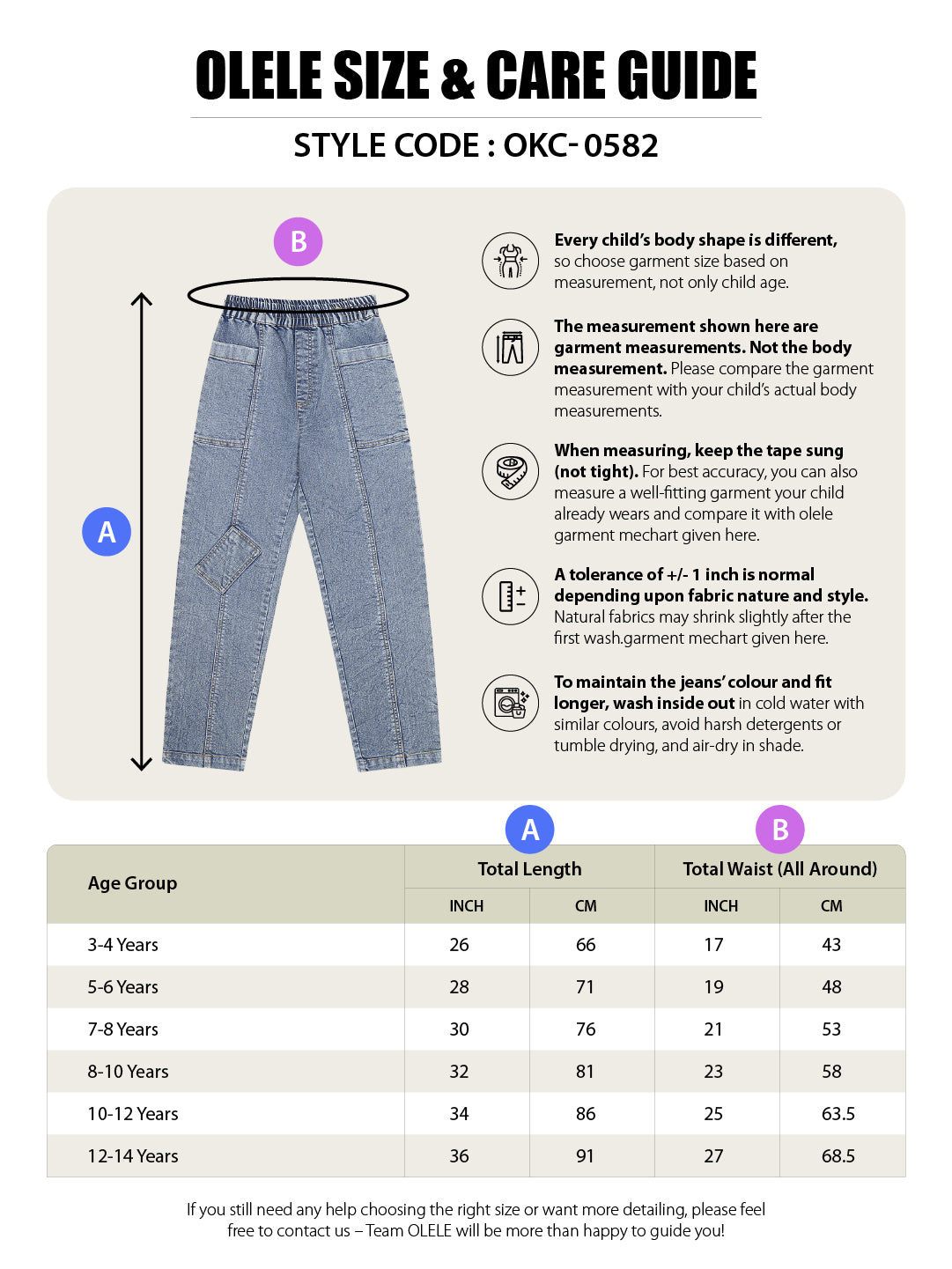 Olele® Boys Cotton Denim Pull On Jeans - Faded Blue