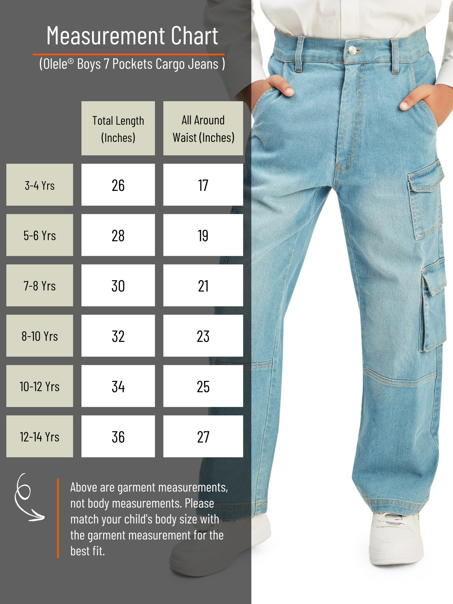 Olele® Boys Cotton Denim Pull On Jeans - Faded Blue