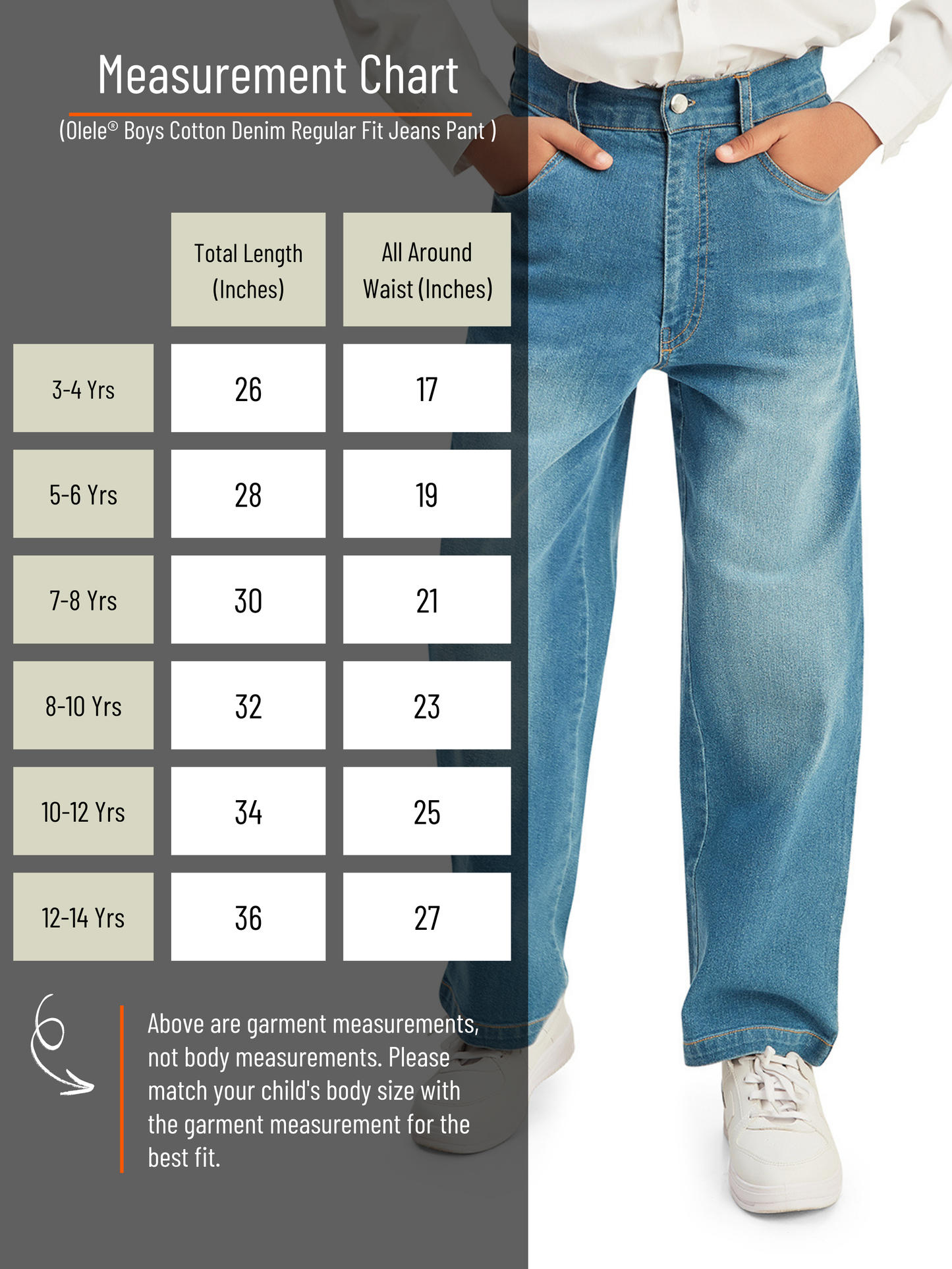 Olele® Boys Cotton Denim Regular Fit Jeans Pant - Light Blue