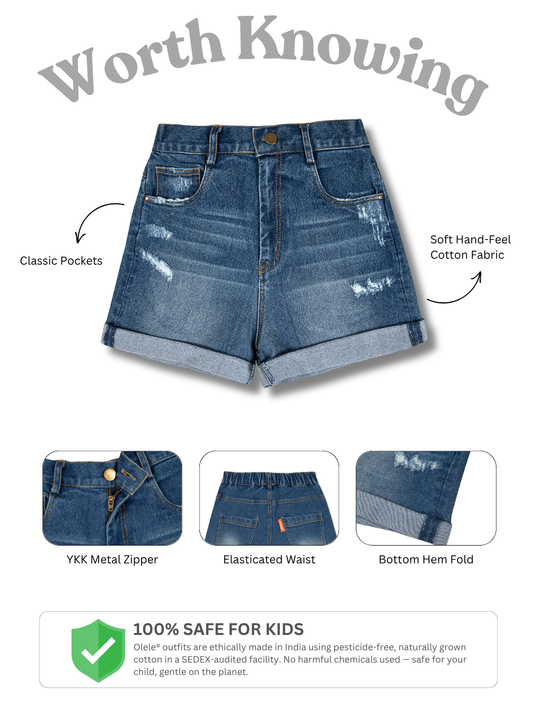 Olele® Girls Cotton Denim Shorts