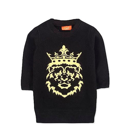 Olele® Girls Black Fleece Sweatshirt with Yellow Lion Embroidery