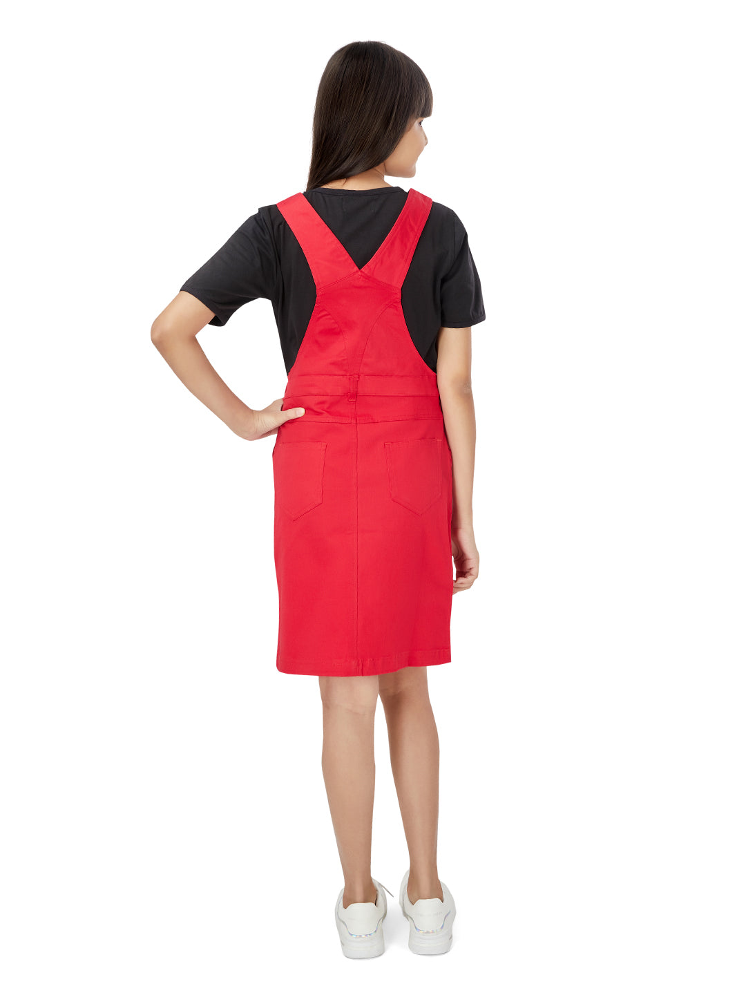 Dungaree dress red discount