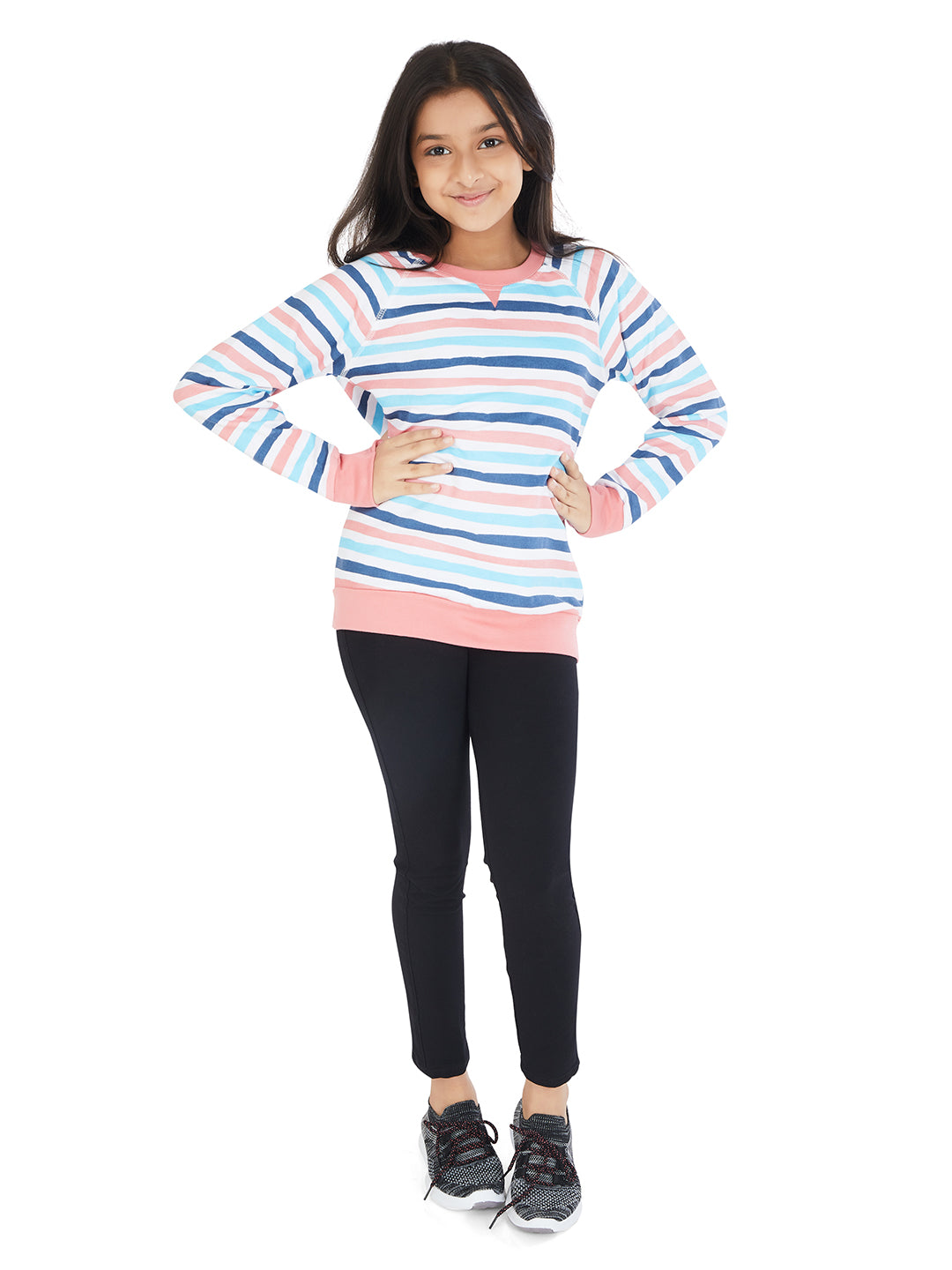 Olele® Girls French Terry Stripe Sweatshirt