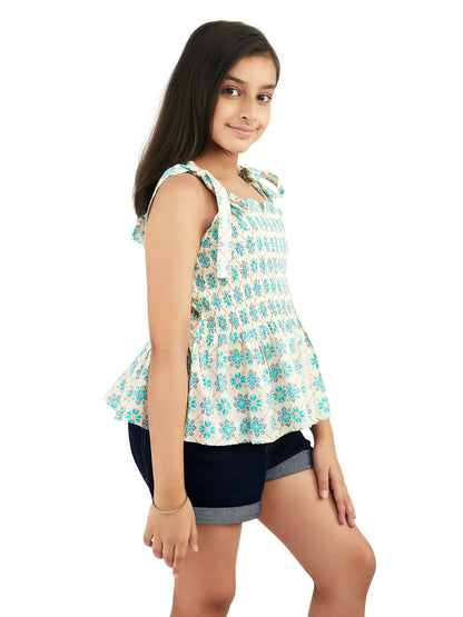 Olele® Cindy Smocked Top in Printed Cotton