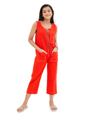 Olele® Jupiter Jumpsuit - Red Cotton Twill