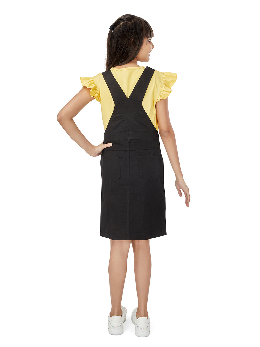 Olele Girls Dungaree Dress Black Denim