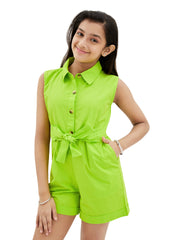 Olele® Girls Romi Romper - Neon Green Cotton