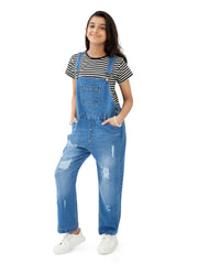 Olele® Girls Butter Scotch Dungaree - Denim