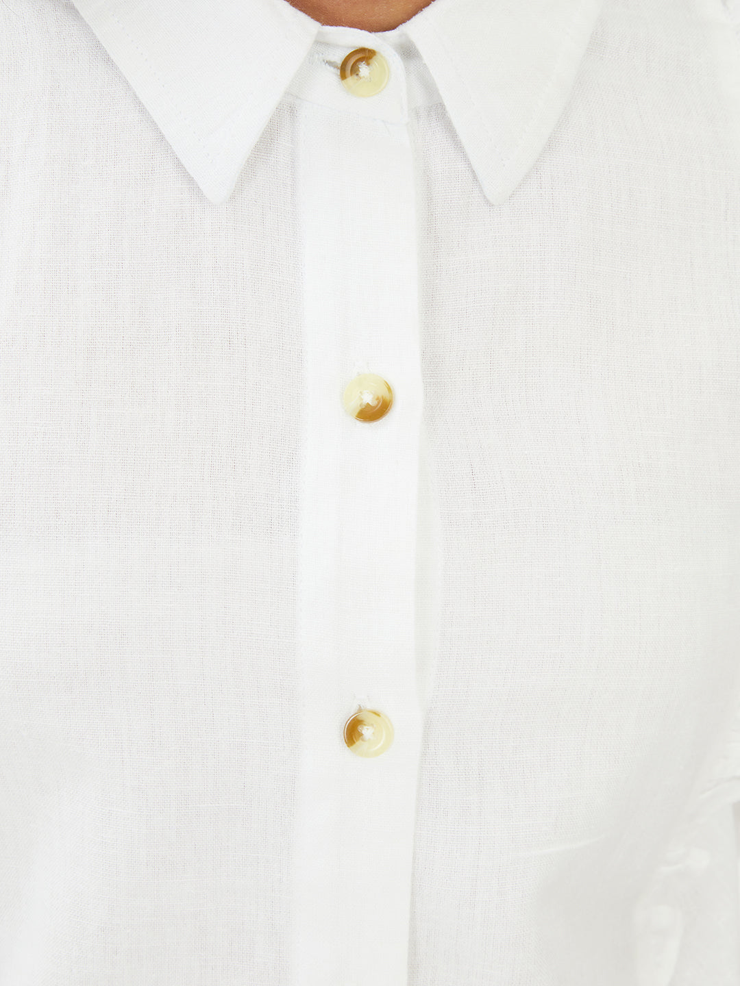 Olele® Girls Regina Full Sleeve Cotton Linen Shirt - White