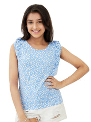 Olele® Girls Regina Ruffle Cotton T-Shirt - Liberty Print