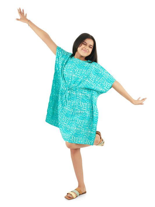 Olele® Girls Abstract Print Kaftan Dress - Teal