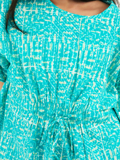 Olele® Girls Abstract Print Kaftan Dress - Teal