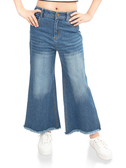 Olele® Girls Wide Leg Cotton Denim Jeans