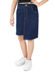 Olele® Girls Daisy Denim Skirt - Blue Indigo