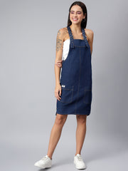 FINSBURY LONDON® Women's Denim Dungaree Dress with Size Zipper