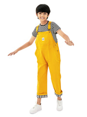 Olele® Full Length Signature Hemfold Yellow Cotton Dungaree - Boys