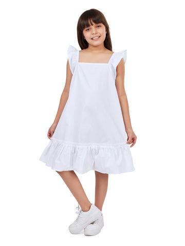 Olele® Girls Melbourne Sleeveless Ruffle Dress - Bright White