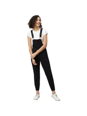 Finsbury London Jet-Black Cotton Jearsey Women Dungaree