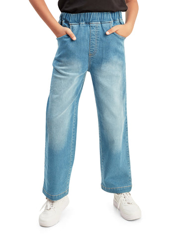 Olele® Boys Cotton Denim Pull On Regular Fit Jeans - Light Blue