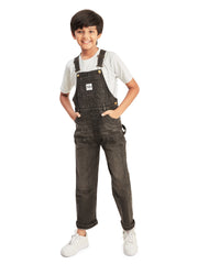 Olele® Boys Cotton Carpenter Denim Dungaree - Light Black